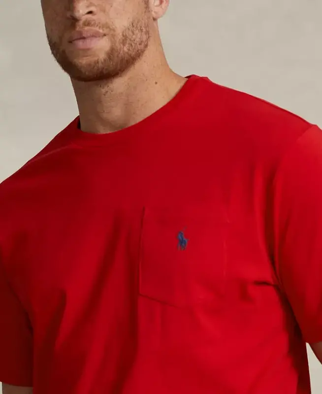 Men's Big & Tall Crew-Neck Pocket T-Shirt - Red/Black - 3