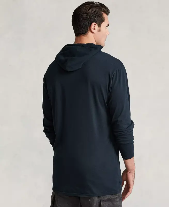 Men's Big & Tall Jersey Hooded T-Shirt - Polo Black - 2