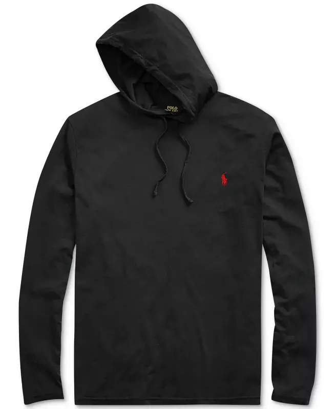 Men's Big & Tall Jersey Hooded T-Shirt - Polo Black - 5