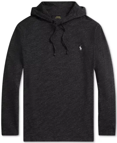 Men's Big & Tall Jersey Hooded T-Shirt - Black Marl Heather 