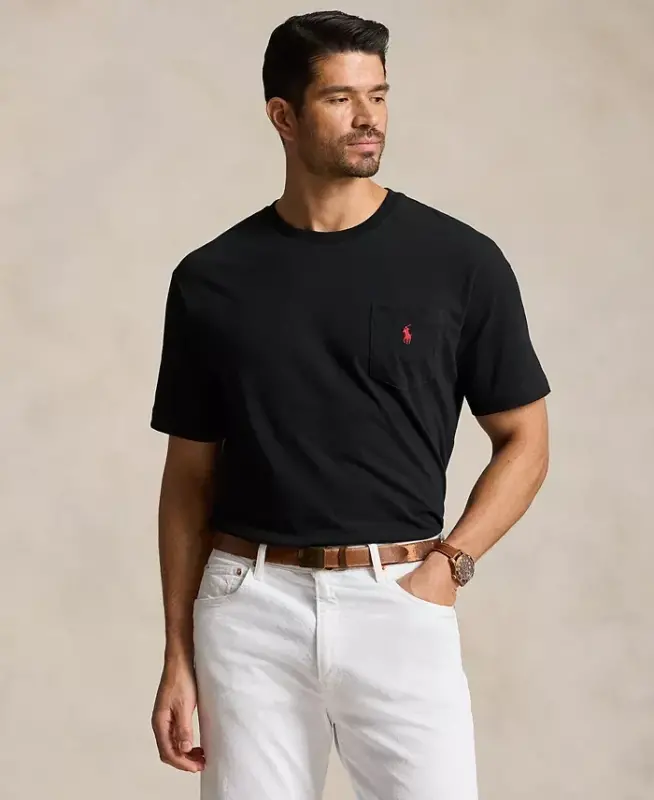 Men's Big & Tall Crew-Neck Pocket T-Shirt - Black - 1
