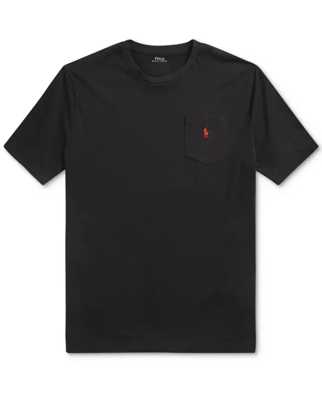 Men's Big & Tall Crew-Neck Pocket T-Shirt - Black - 5