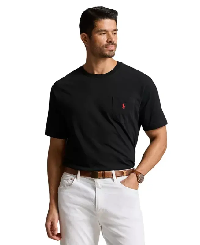 Men's Big & Tall Crew-Neck Pocket T-Shirt - Black - 1