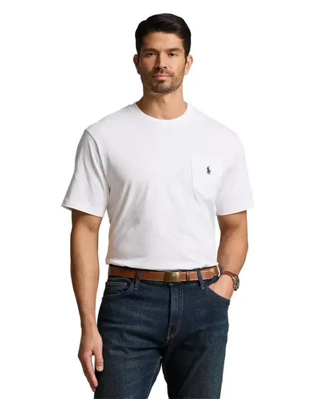 Men's Big & Tall Crew-Neck Pocket T-Shirt - White - 1
