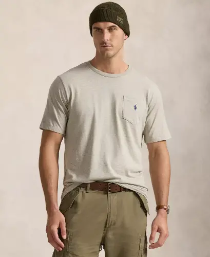 Men's Big & Tall Crew-Neck Pocket T-Shirt - Gray Heather - 2