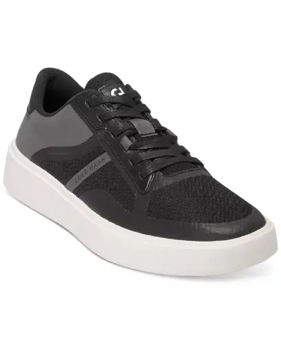 Men's Grand Crosscourt Winner Mixed-Media Lace-Up Sneakers-Black/Gray Pinstripe/Ivory 