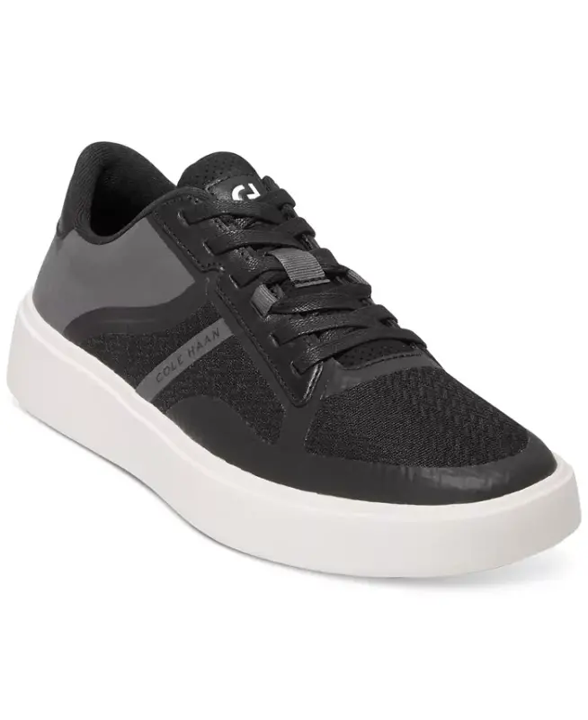 Men's Grand Crosscourt Winner Mixed-Media Lace-Up Sneakers-Black/Gray Pinstripe/Ivory - COLE HAAN