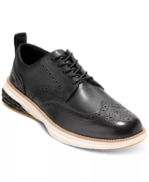 Men's Grand Hurrion Wingtip Oxford Dress Shoe-Black-Ivory - COLE HAAN