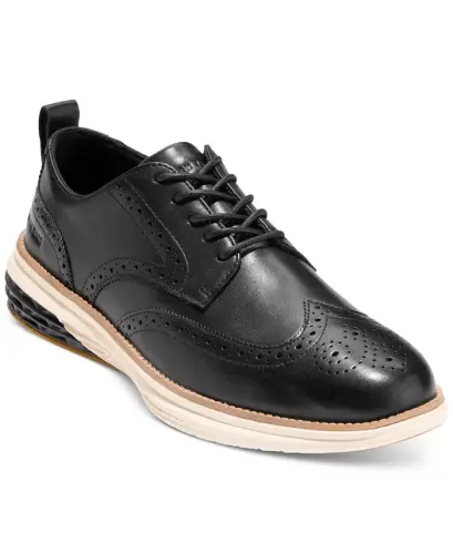 Men's Grand Hurrion Wingtip Oxford Dress Shoe - Black-Ivory - 7
