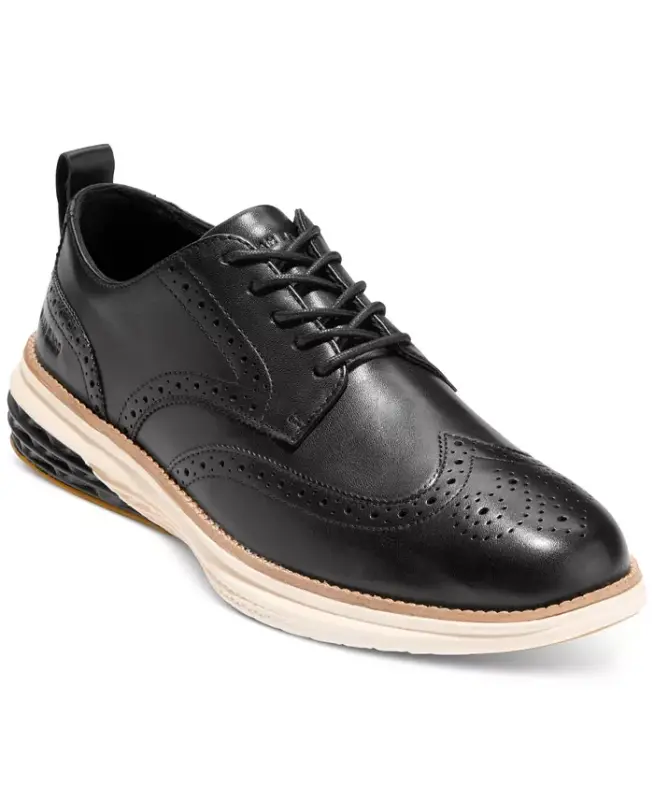 Men's Grand Hurrion Wingtip Oxford Dress Shoe - Black-Ivory - 7