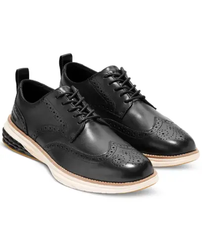 Men's Grand Hurrion Wingtip Oxford Dress Shoe - Black-Ivory - 9