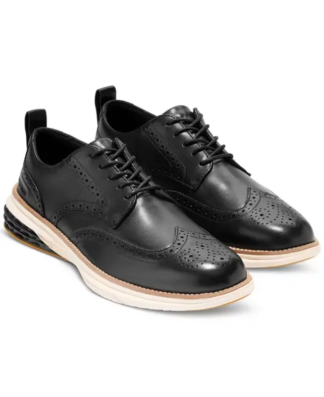 Men's Grand Hurrion Wingtip Oxford Dress Shoe - Black-Ivory - 9