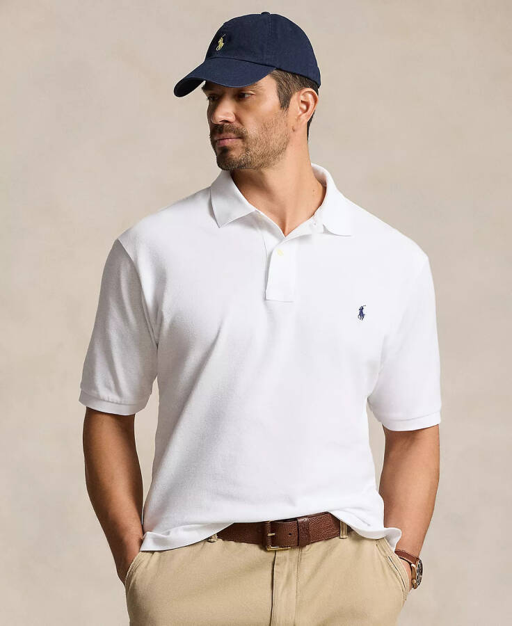 Men's Big & Tall The Iconic Mesh Polo Shirt-White - 1