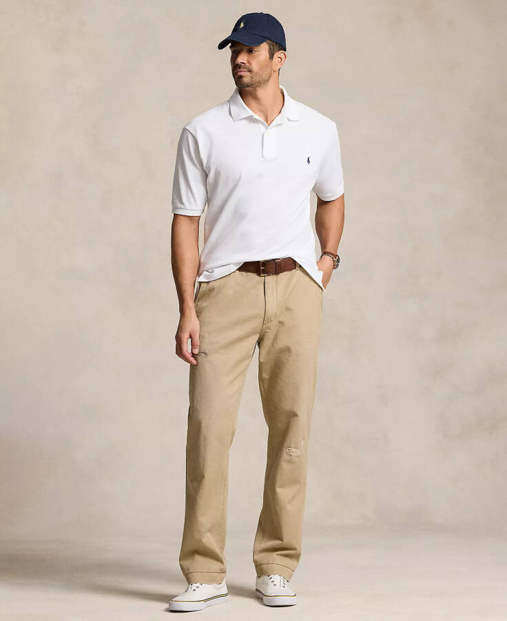 Men's Big & Tall The Iconic Mesh Polo Shirt-White - 4