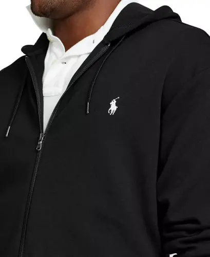 Men's Big & Tall Double-Knit Full-Zip Hoodie - Black - 3