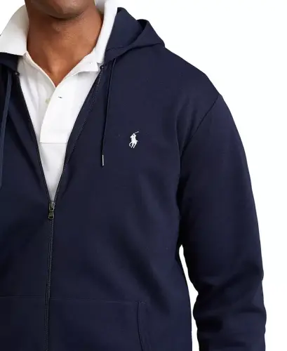 Men's Big & Tall Double-Knit Full-Zip Hoodie - Navy - 3
