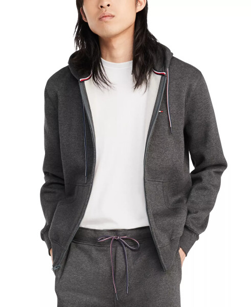 Men's Big & Tall Plains Zip-Up Hoodie-Charcoal Grey - 1