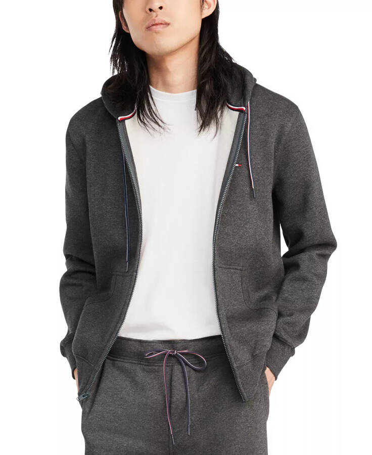 Men's Big & Tall Plains Zip-Up Hoodie-Charcoal Grey - 1