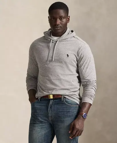 Men's Big & Tall Jersey Hooded T-Shirt - Dark Vintage Heather 