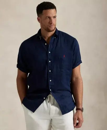 Men's Big & Tall Linen Shirt - Newport Navy 