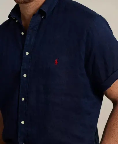 Men's Big & Tall Linen Shirt - Newport Navy - 3