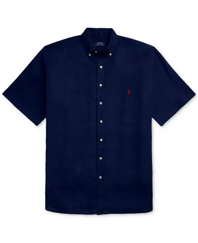 Men's Big & Tall Linen Shirt - Newport Navy - 5