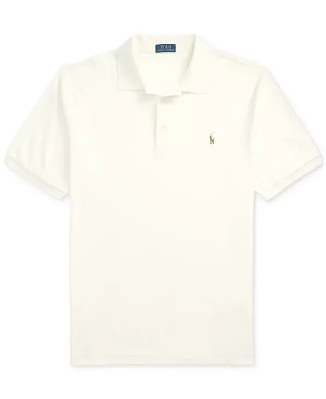 Men's Big & Tall Classic Fit Soft Cotton Polo-Pale Cream - 5