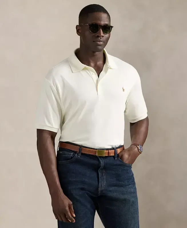 Men's Big & Tall Classic Fit Soft Cotton Polo-Pale Cream - POLO RALPH LAUREN