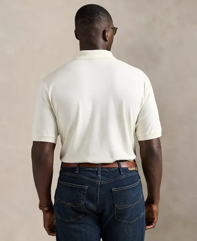 Men's Big & Tall Classic-Fit Soft Cotton Polo Shirt-Pale Cream - 2