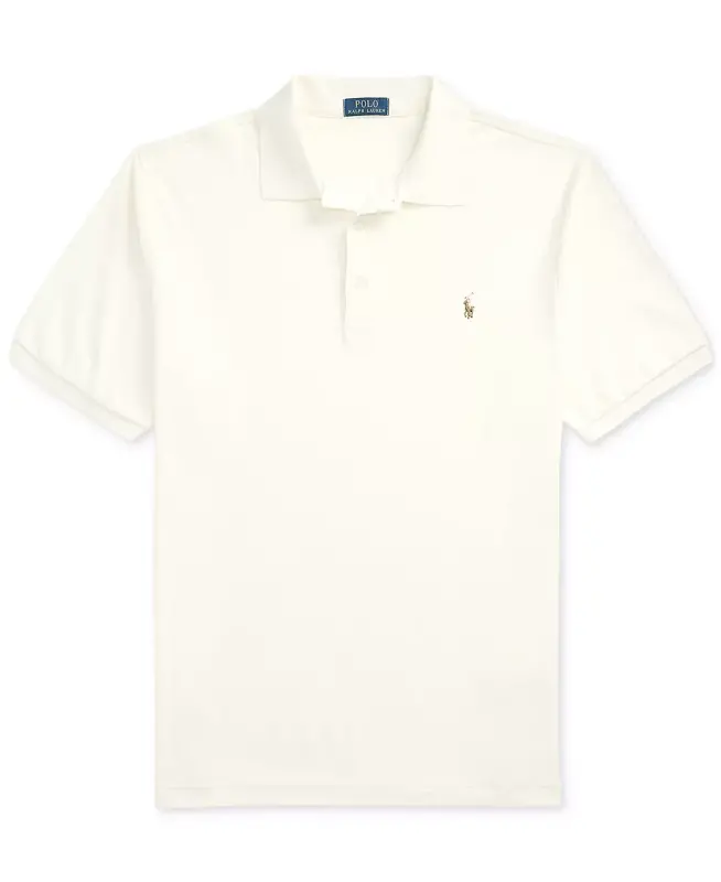 Men's Big & Tall Classic-Fit Soft Cotton Polo Shirt-Pale Cream - 5