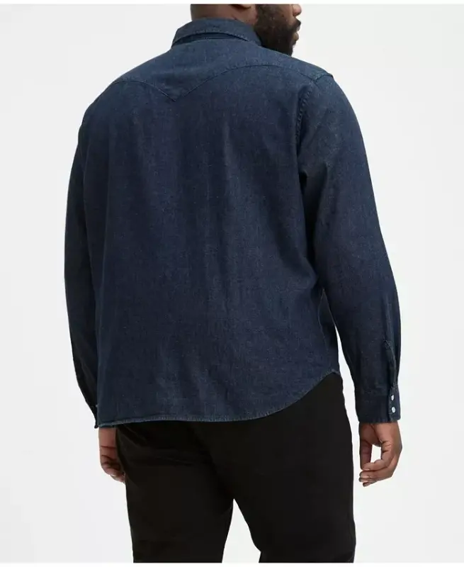 Men's Big & Tall Classic Western Long Sleeve Denim Shirt - 2
