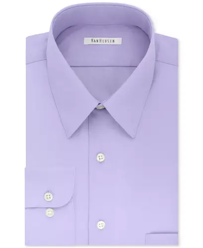 Men's Bigger Fit Wrinkle Free Poplin Solid Dress Shirt - Lavender 