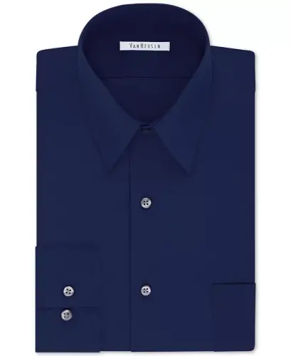 Men's Big & Tall Classic/Regular Fit Wrinkle Free Poplin Solid Dress Shirt-Persian Blue 