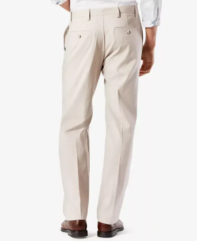 Men's Big & Tall Easy Classic Pleated Fit Khaki Stretch Pants - Light Beige - 2