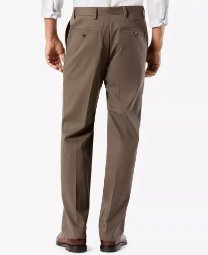 Men's Big & Tall Easy Classic Pleated Fit Khaki Stretch Pants-Medium Brown - 2