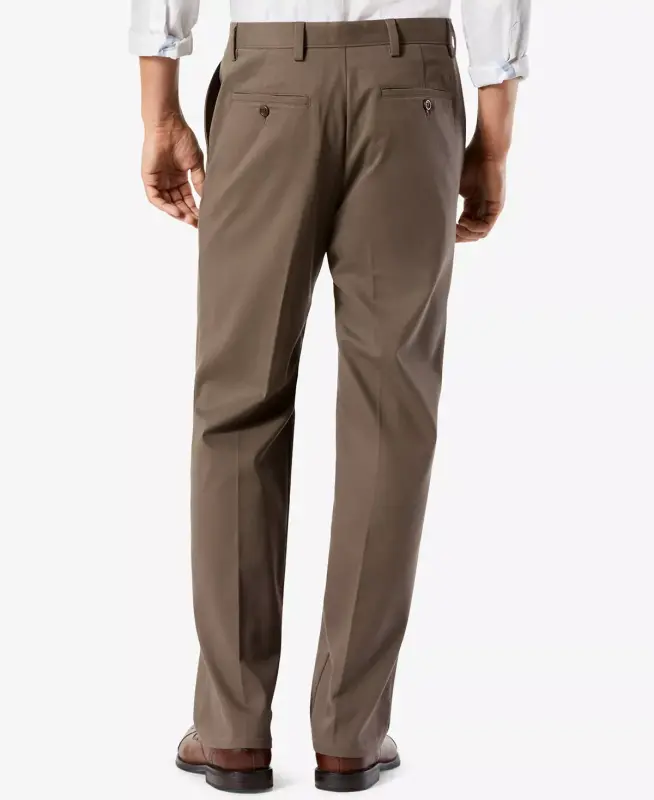 Men's Big & Tall Easy Classic Pleated Fit Khaki Stretch Pants-Medium Brown - 2