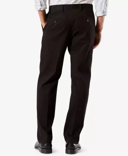 Men's Big & Tall Easy Classic Pleated Fit Khaki Stretch Pants-Black - DOCKERS (1)