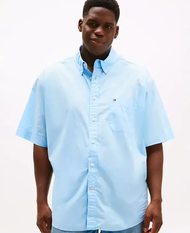Men's Big & Tall Maxwell Short-Sleeve Button-Down Shirt - Blue Bell - 1