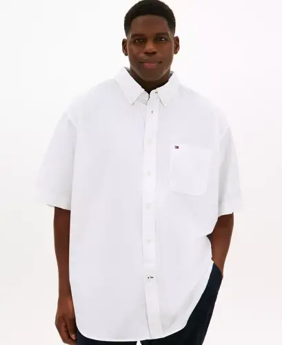 Men's Big & Tall Maxwell Short-Sleeve Button-Down Shirt - Classic White 