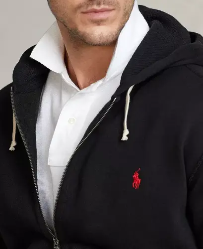 Men's Big & Tall Full-Zip Signature Fleece Hoodie - Polo Black - 3