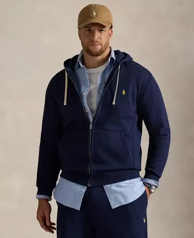 Men's Big & Tall Full-Zip Signature Fleece Hoodie-Cruise Navy - POLO RALPH LAUREN