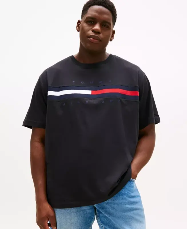 Men's Big & Tall Tino Logo Short Sleeve T-Shirt-Dark Sable - TOMMY HILFIGER