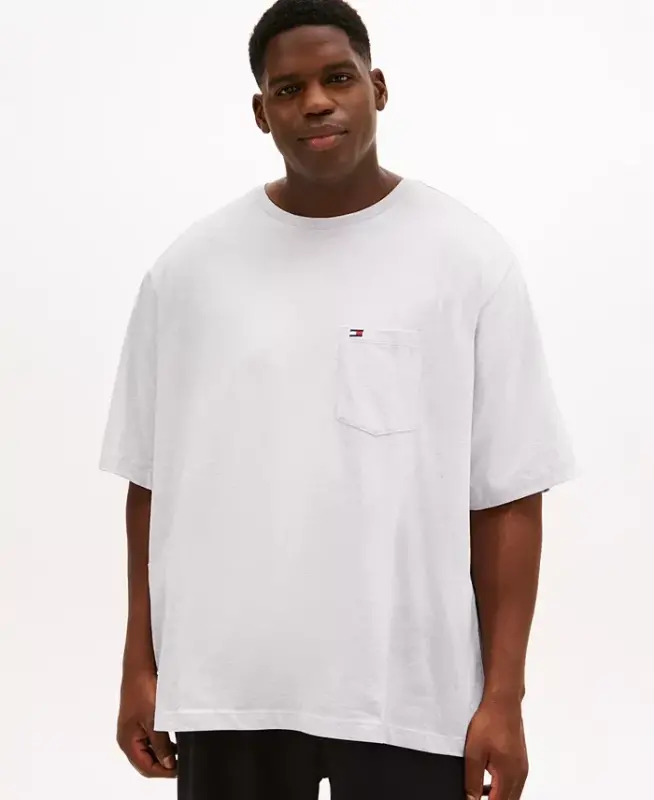 Men's Big & Tall Tommy Crew Neck Pocket T-Shirt - Light Grey - 1