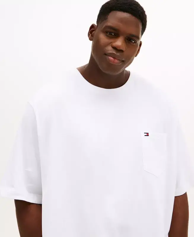 Men's Big & Tall Tommy Crew Neck Pocket T-Shirt - Bright White - 3
