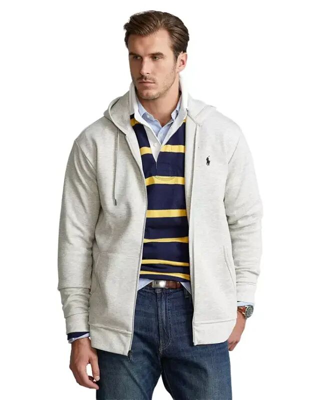 Men's Big & Tall Double-Knit Full-Zip Hoodie-Grey - POLO RALPH LAUREN