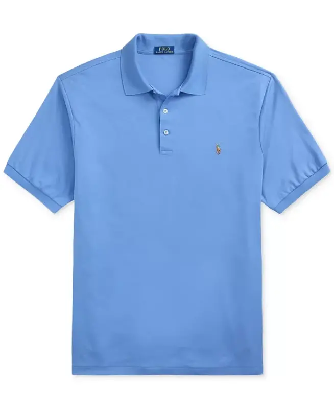 Men's Big & Tall Solid Polo Shirt - Sky Blue - 6