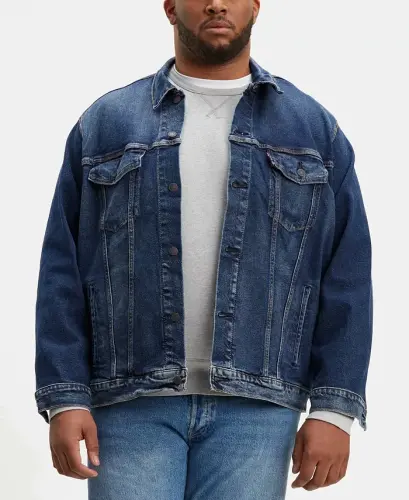 Men's Big & Tall Stretch Denim Trucker Jacket - Colusa - 1