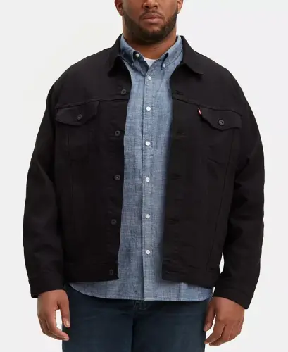 Men's Big & Tall Stretch Denim Trucker Jacket - 1