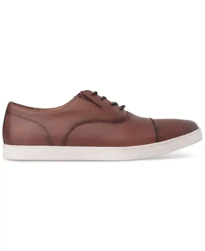 Men's Callowayy Leather Lace-Up Cap-Toe Sneakers, Exclusively at Modazone - Moroccan Brown Leather - 2