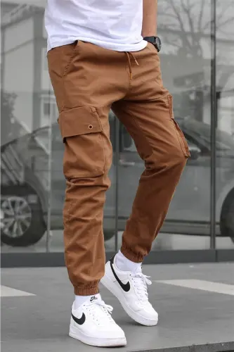 Erkek Camel Kargo Cep Pantolon 5647-Camel 
